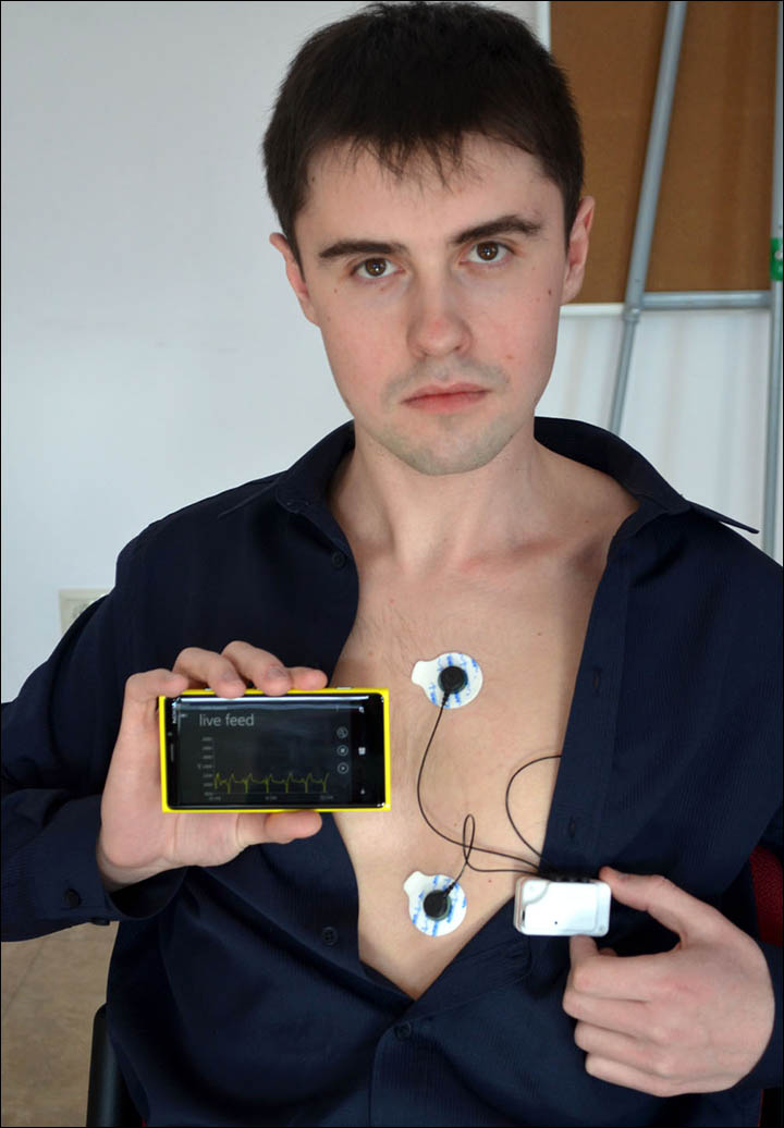Andrey Denisov with heart equipment