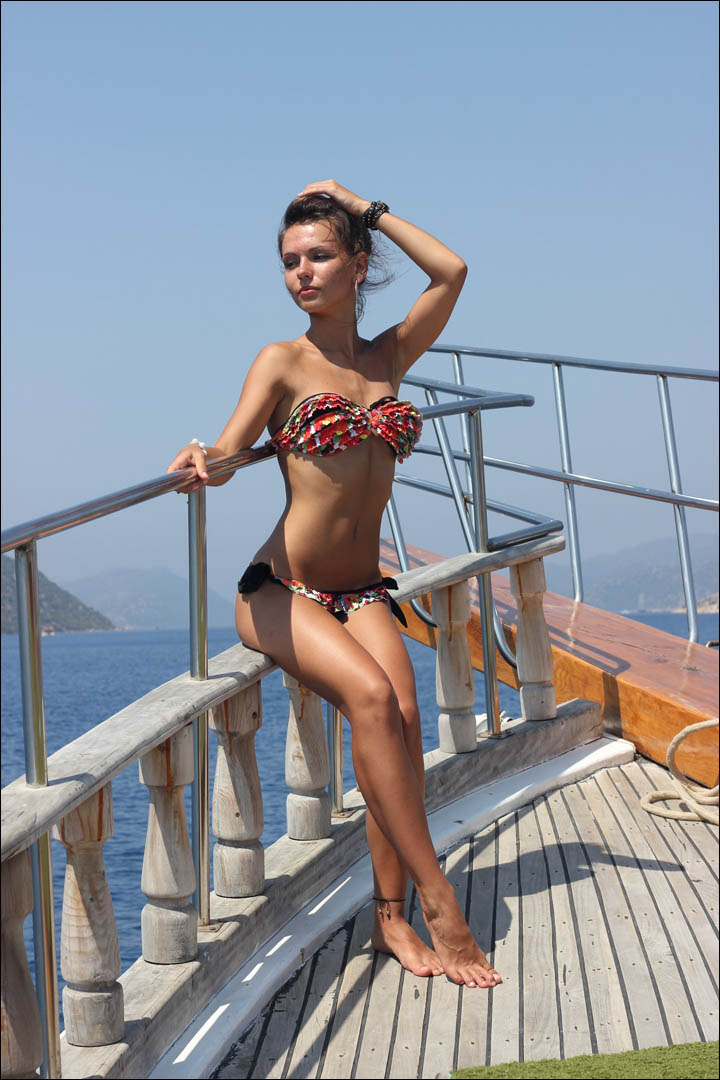Girl on the yacht in Altai