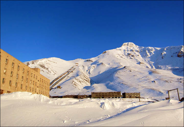 This old mining outpost, called Pyramid and abandoned in 1998, is on the Arctic Ocean island of Spitsbergen. 
