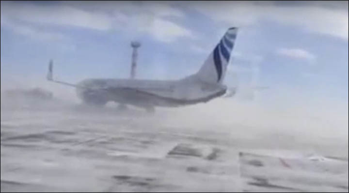 Plane being blown