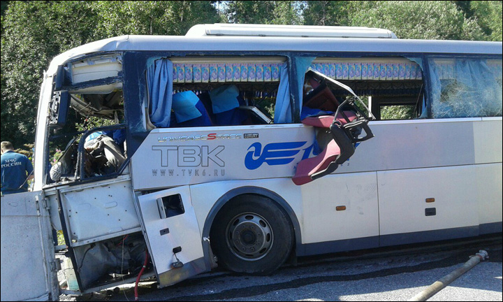 Bus collided in Krasnoyarsk