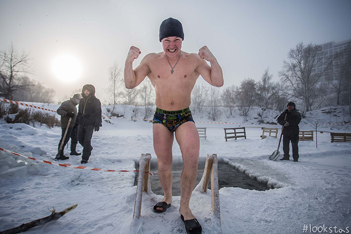 Cold swimmers in Novosibirsk
