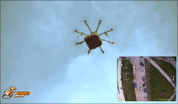 Drone with pizza is on the way