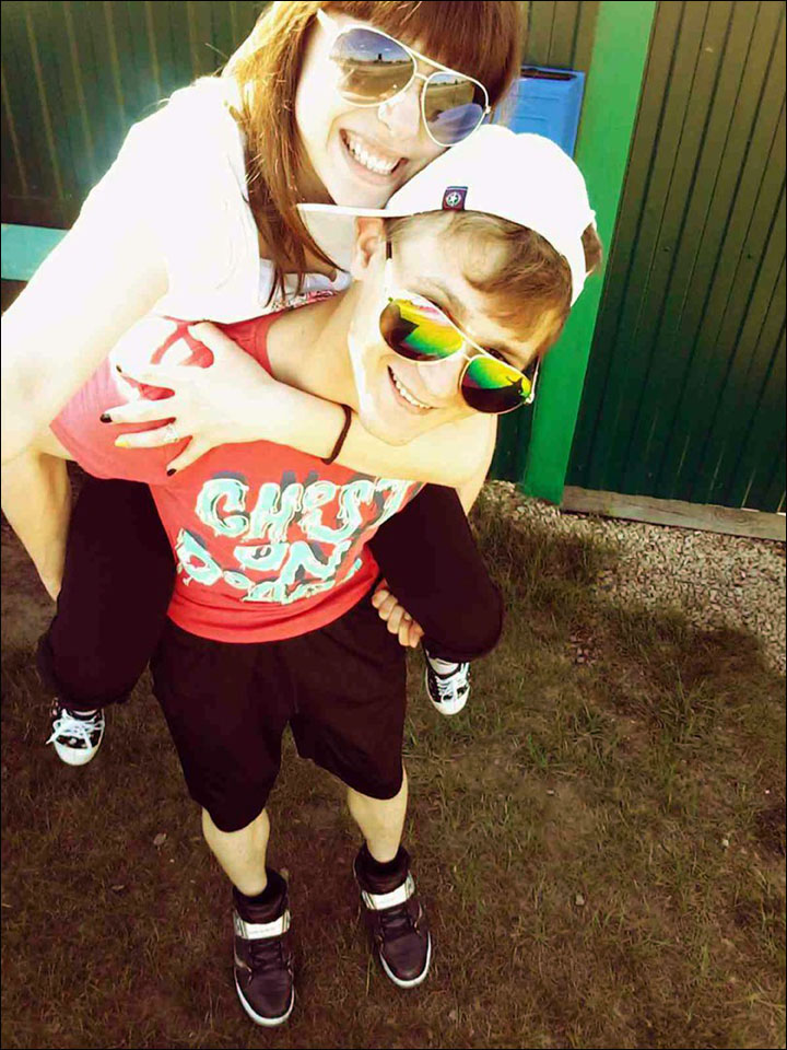 Alexey with his girlfriend
