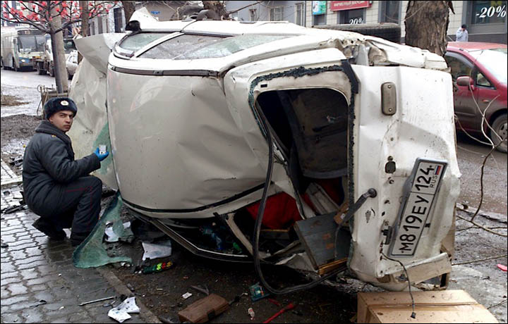 Horrendous car crash Krasnoyarsk