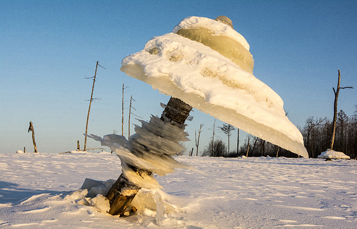 Ice mushrooms park Russia