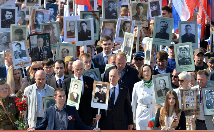 The idea of the Immortal Regiment was born in Tomsk, Siberia three years ago, and has now spread throughout Russia and abroad. 