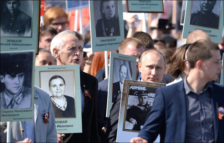 The idea of the Immortal Regiment was born in Tomsk, Siberia three years ago, and has now spread throughout Russia and abroad. 