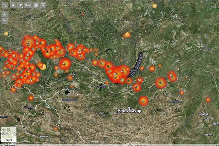Map of the fires