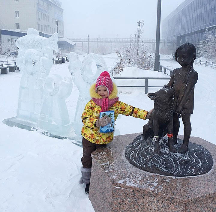Karina Chikitova and her monument