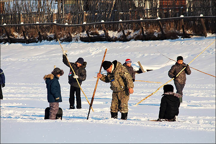 It was very much a case of ‘like father, like son’ as children in Yakutia took to the ice to learn the time-honoured, and difficult, skill of traditional fishing.