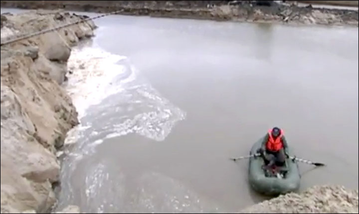 Pipes are built over bulging and unstable Arctic pingos prone to violent eruptions caused by 'thawing methane gas', as seen twice on the Yamal peninsula this year.