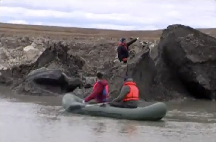 Pipes are built over bulging and unstable Arctic pingos prone to violent eruptions caused by 'thawing methane gas', as seen twice on the Yamal peninsula this year.