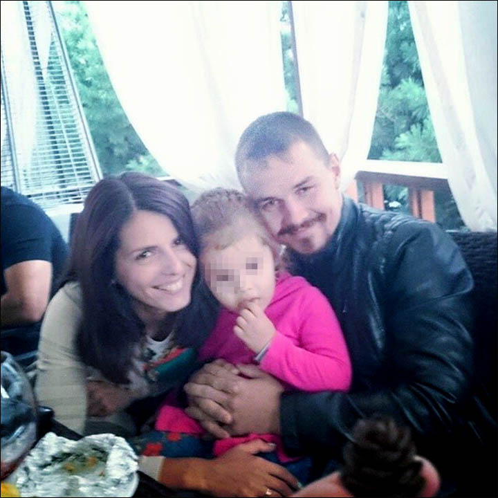 Oksana Bobrovskaya, her husband Nikita and daughter