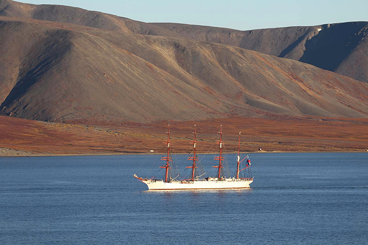 Giant sailing ship encounters no ice as it attempts the Northern Sea Route 