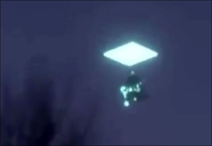 Bizarre diamond-shaped 'UFO' swallows another unidentified flying object in the night sky