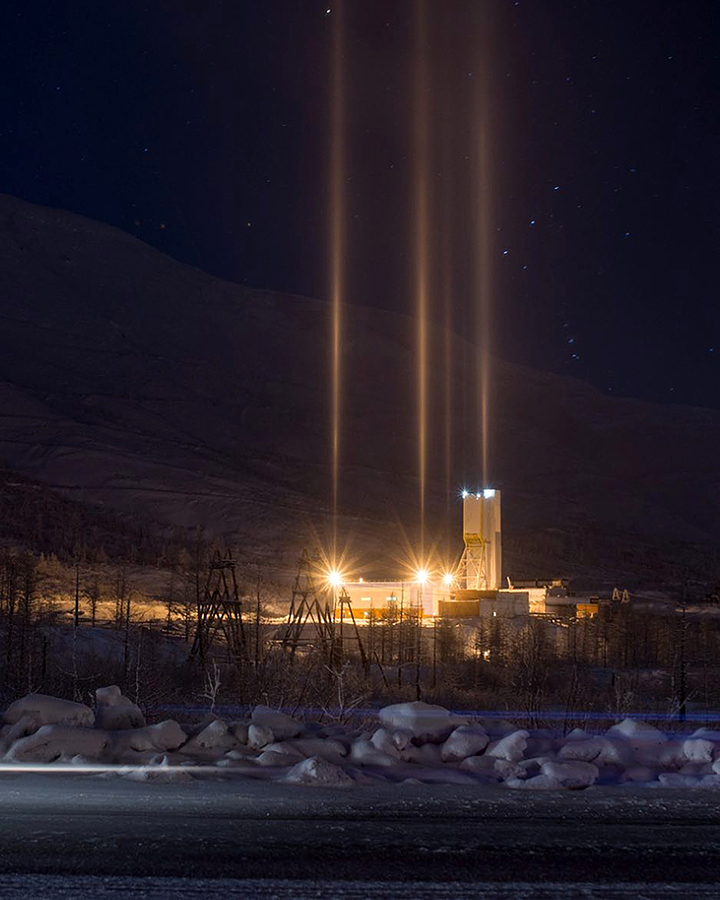 Ice halo in Norilsk, Siberia 