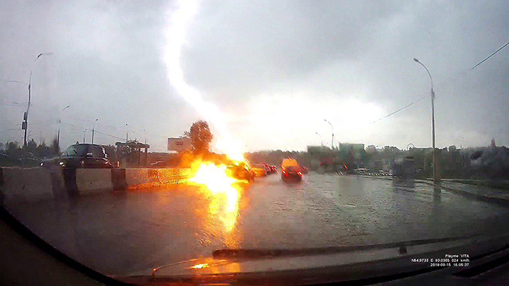 Woman tells how she survived spectacular ‘double lighting strike’ on her Toyota