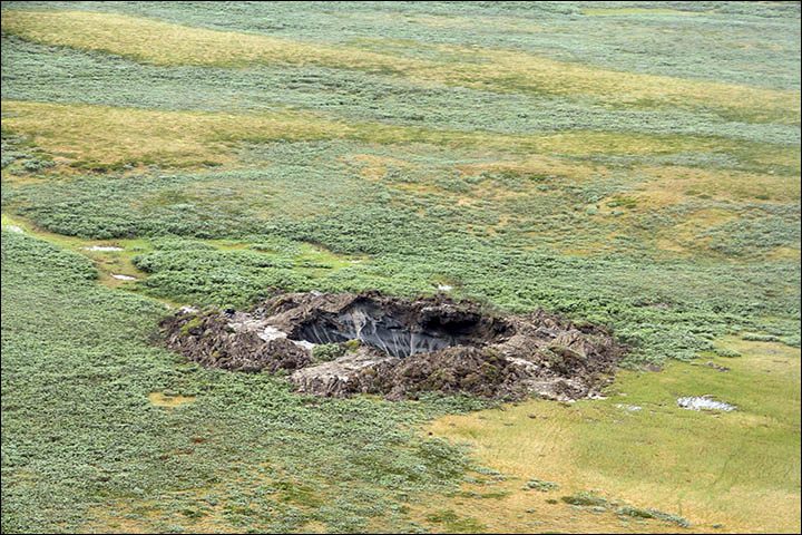 Yamal crater near Bovanenkovo from above