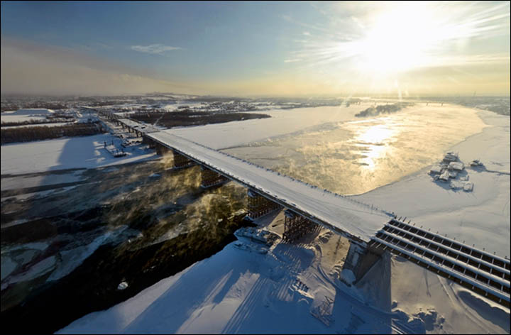 Siberia gets a spectacular new landmark, the third bridge over the River Ob in Novosibirsk