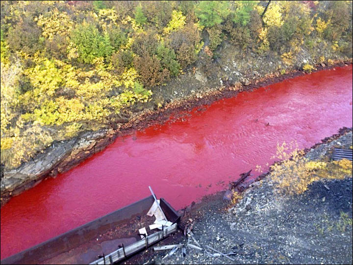River turns red