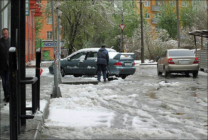 snow in May in Siberia