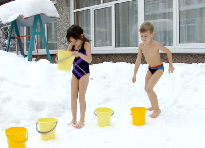 Naked Girl In Snow Barefoot