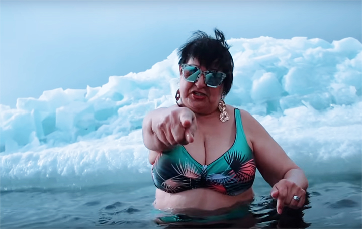Siberian grandmother hailed the Queen of Flex for reading rap in freezing waters of Lake Baikal 