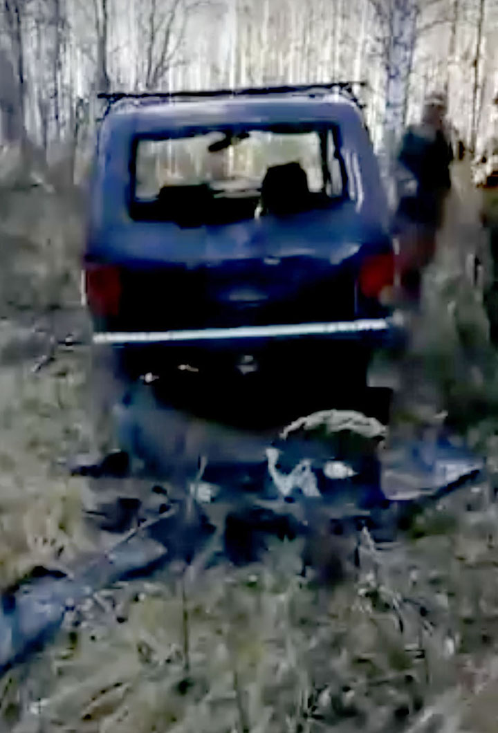 A brown bear finds and rips hunters car