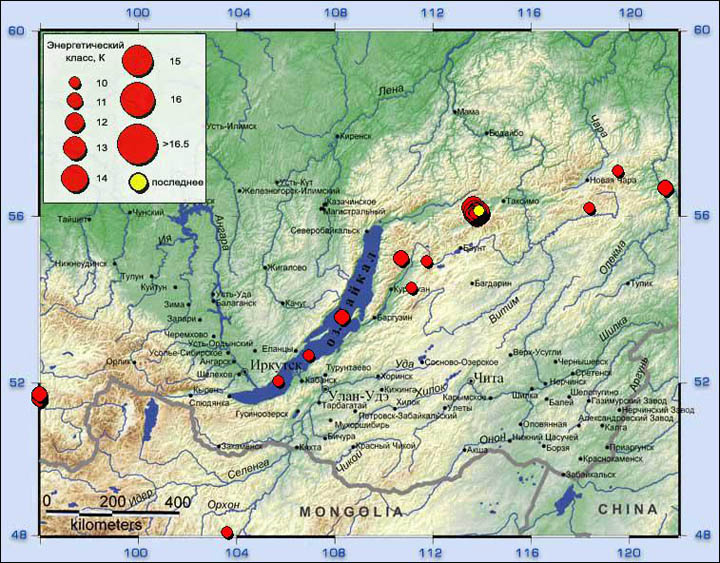 Map of earthquakes 2015