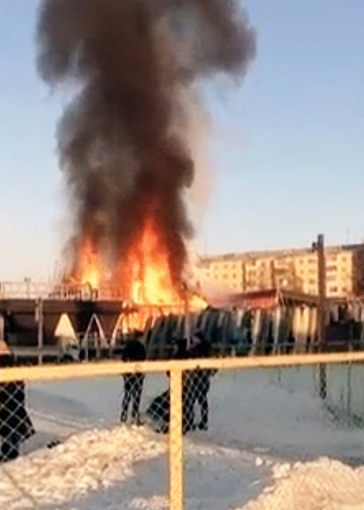 Horror as children's ice playground  goes up in flames   
