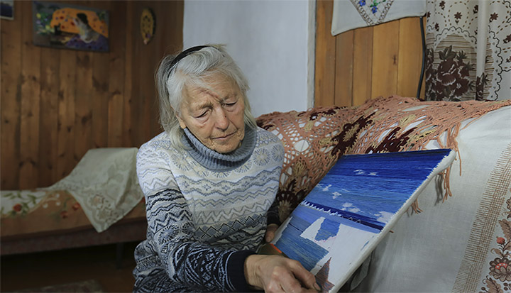 Lyubov and her embroidery