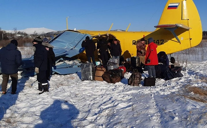 AN-2 plane with 14 people on board crash landed in Magadan seconds after take off