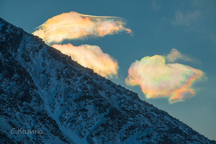 rainbow clouds crown Belukha mountain, Siberia's highest peak