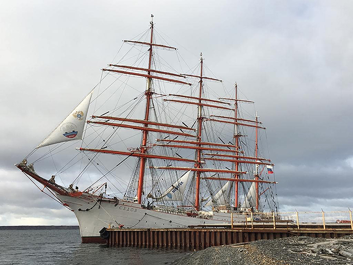 Giant sailing ship encounters no ice as it attempts the Northern Sea Route 
