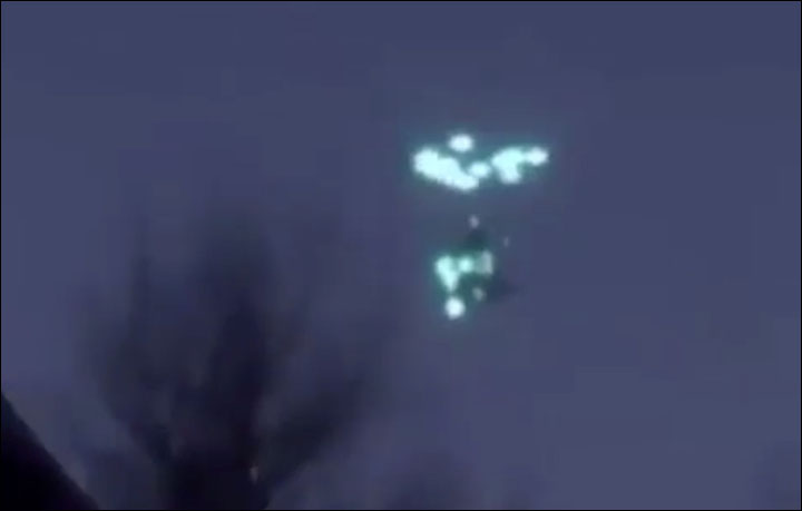 Bizarre diamond-shaped 'UFO' swallows another unidentified flying object in the night sky