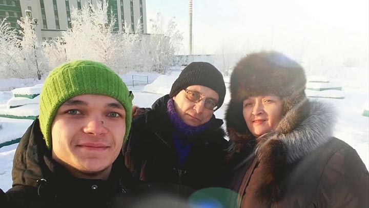 Oles with hermit's brother Anatoly and his wife