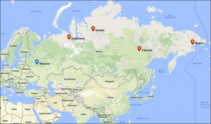 Warning Of Collapse Of Buildings In Siberia S Permafrost Cities In   Inside Map 