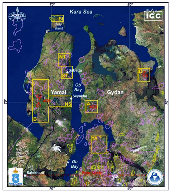 The map of checked craters